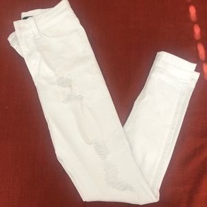 KanCan Distressed White Jeans